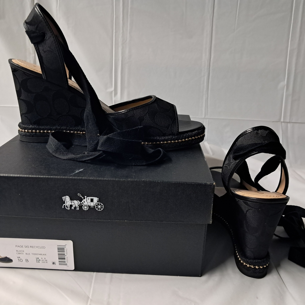 Coach Elegant Black Wedge Shoes Size 10